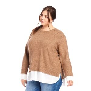 Karen Kane Layered Crew Neck Sweater Plus 2X